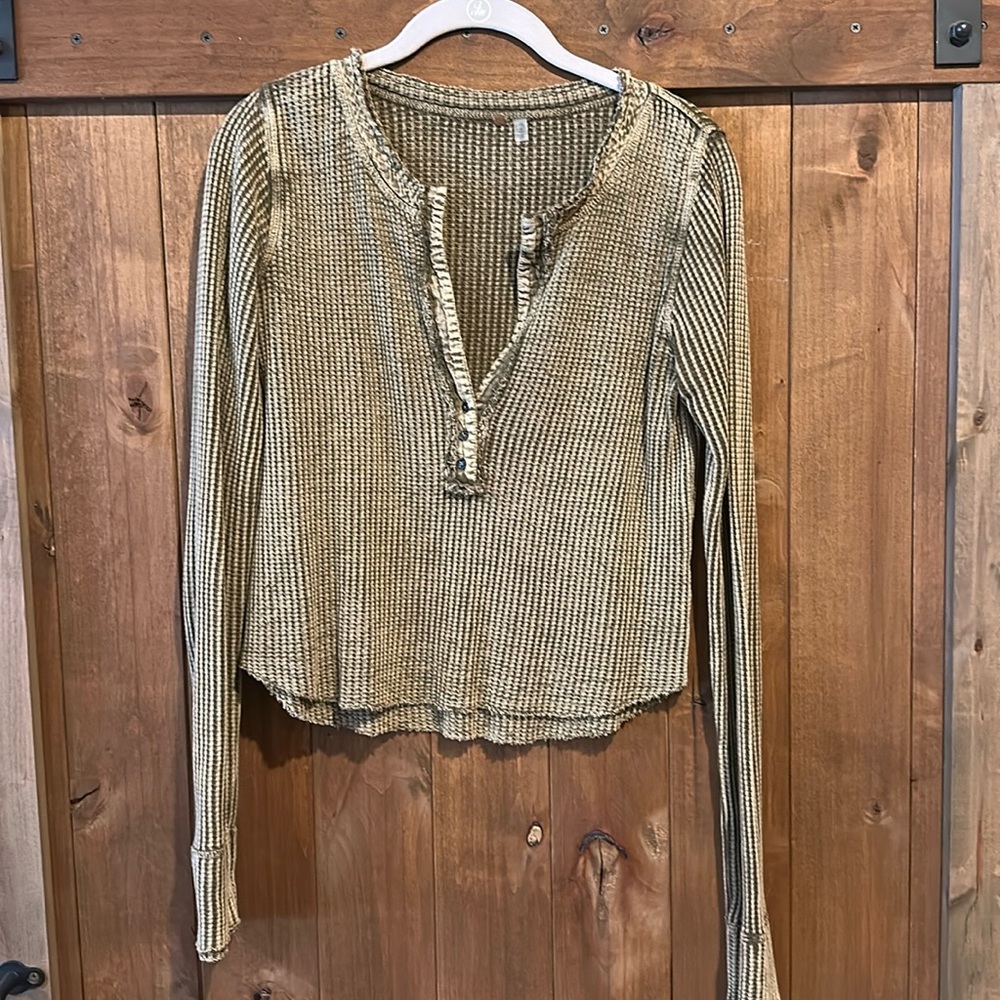 Free People Waffle knit Henley